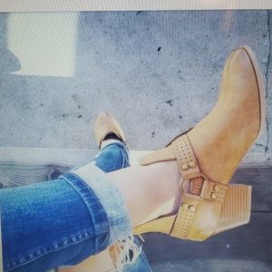 Mischa Camel cutout ankle boots